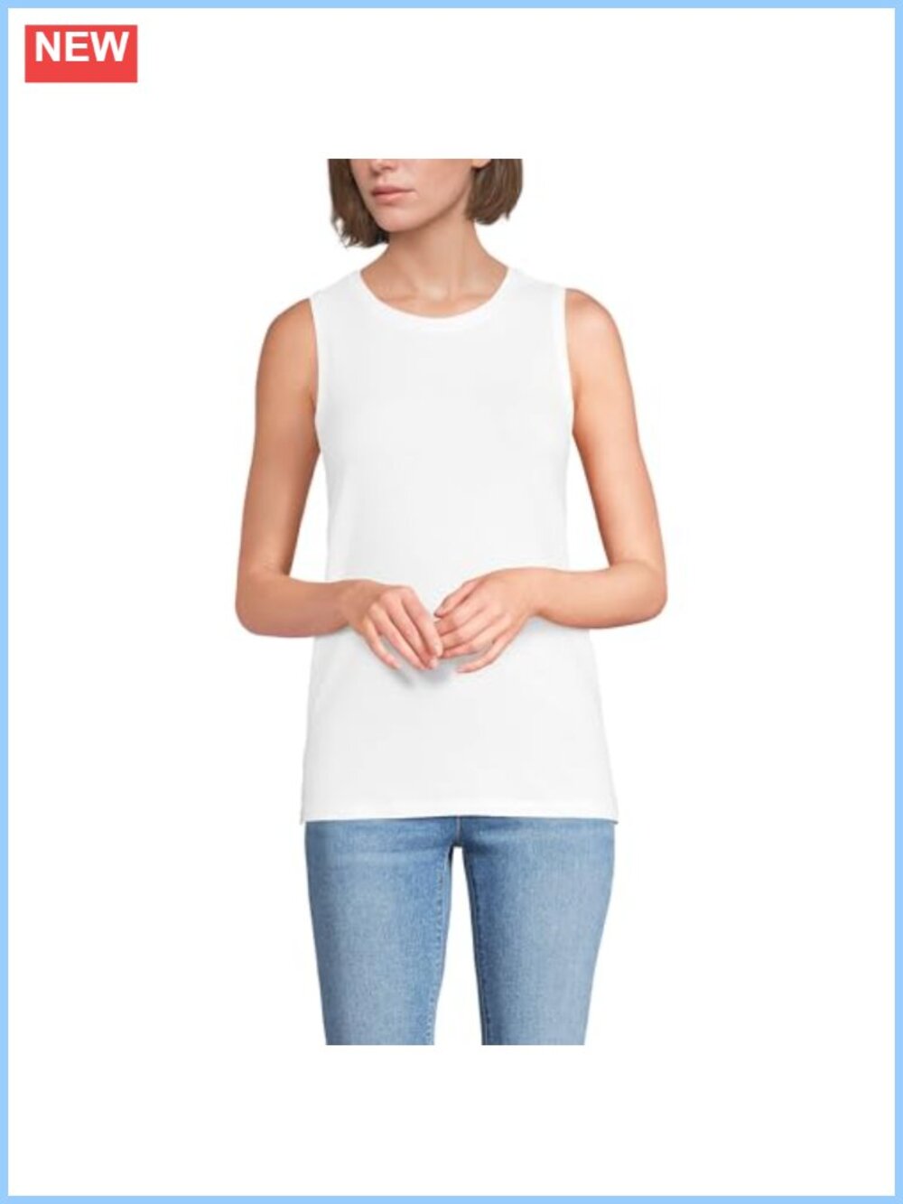 Supima Cotton Tank Top Crew Neck Tunic Length Easy Fit